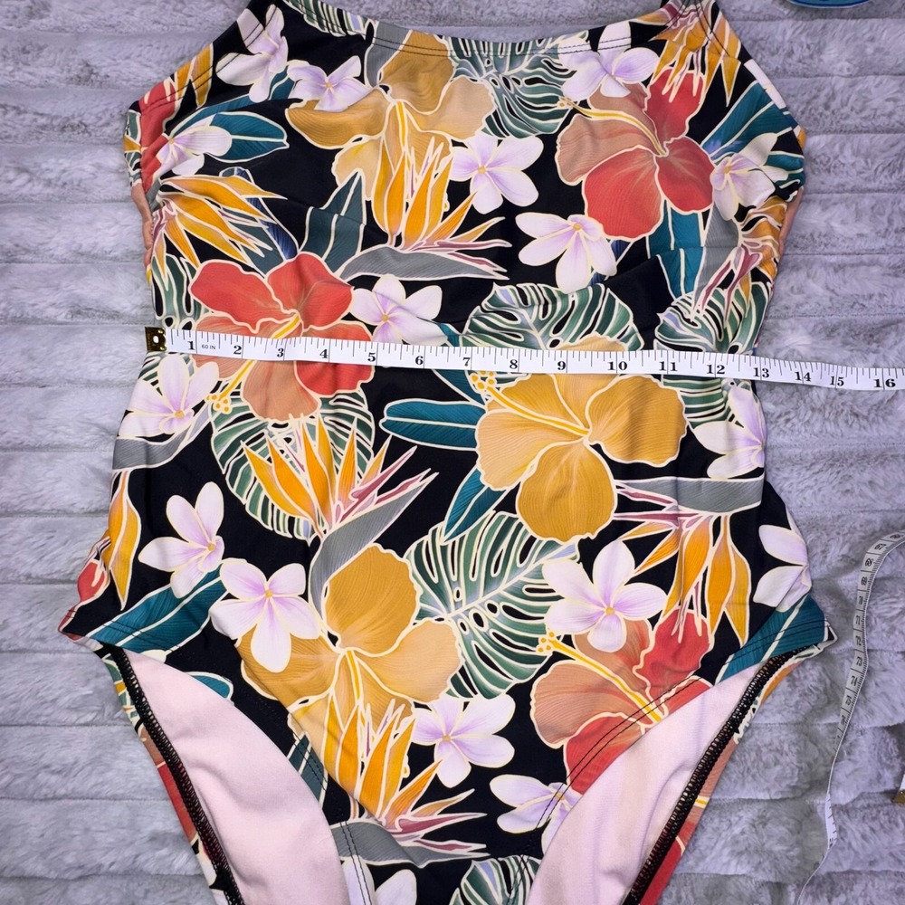 Hurley Caribbean Dreamin One Piece Swimsuit Medium Floral Spaghetti Strap SPF 50 - Picture 5 of 10
